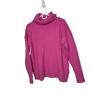 Woolovers Sweater Lambswool Turtleneck Pink Boho Fall Winter size Medium